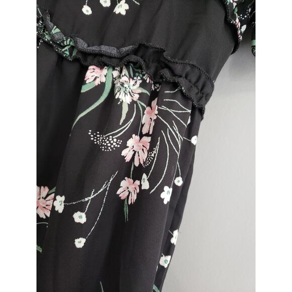 NEW SIZE LARGE Mi Ami Francesca's Floral Romper‎ Jumpsuit black boho - Picture 4 of 5